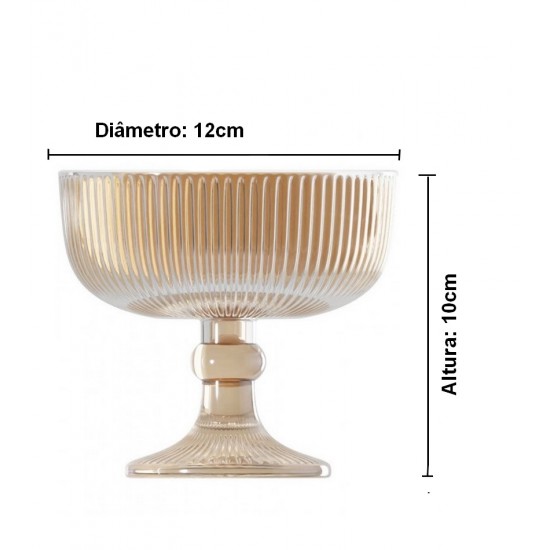 Taça Avulsa 320ml De Vidro Para Sobremesa Lines Âmbar